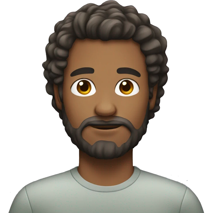 man, wavy hair short, beard emoji