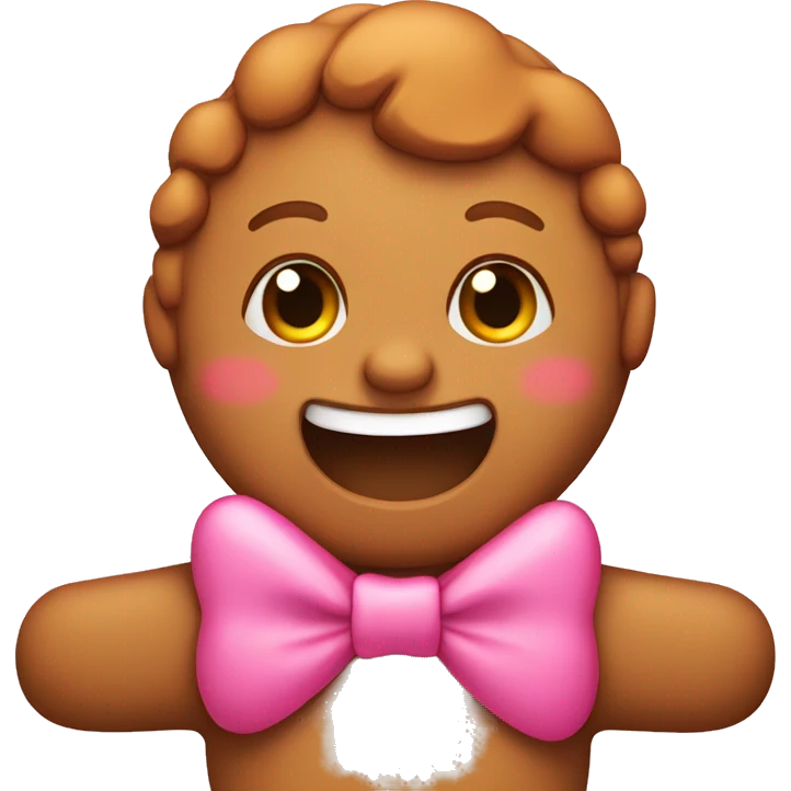 Cute ginger bread with a pink bow emoji