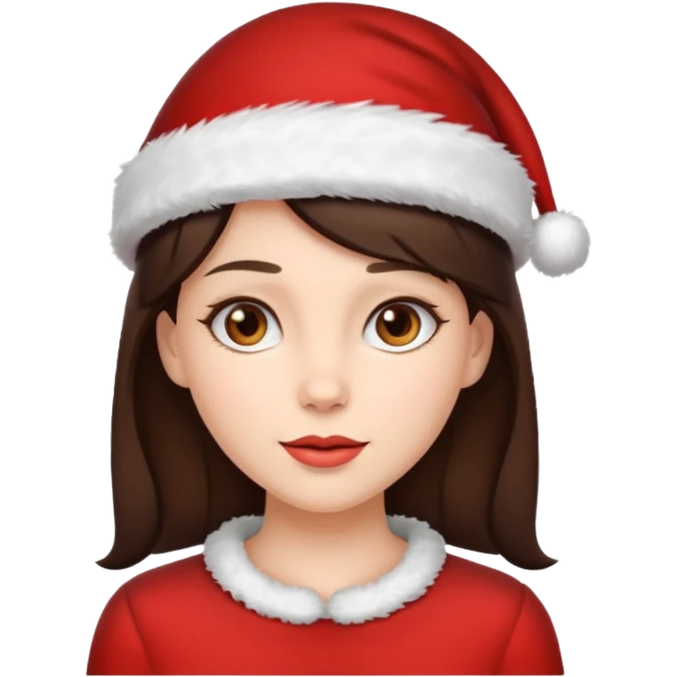 brunette woman with wearing Santa emoji