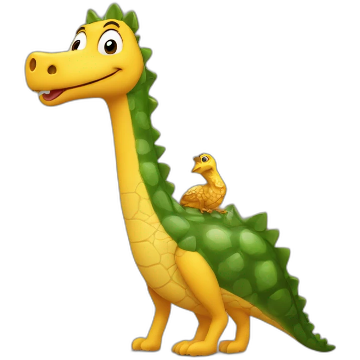 une poule sur un crocodile sur une girafe emoji