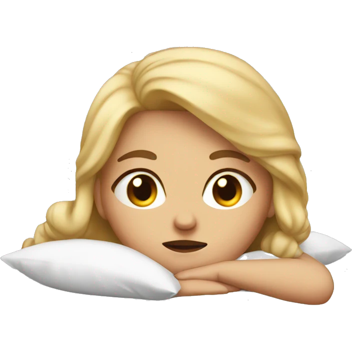 blonde girl laying in bed sad emoji