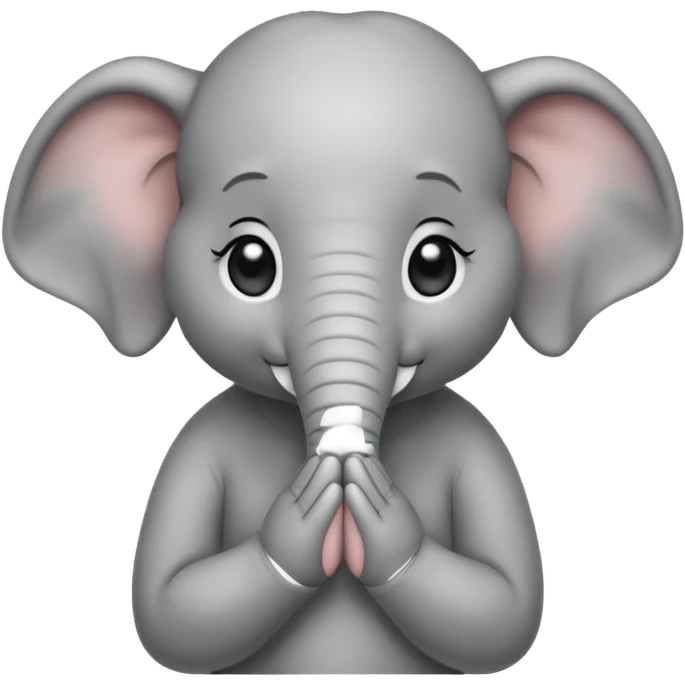 cute elephant with hands together, little tears in his eyes emoji