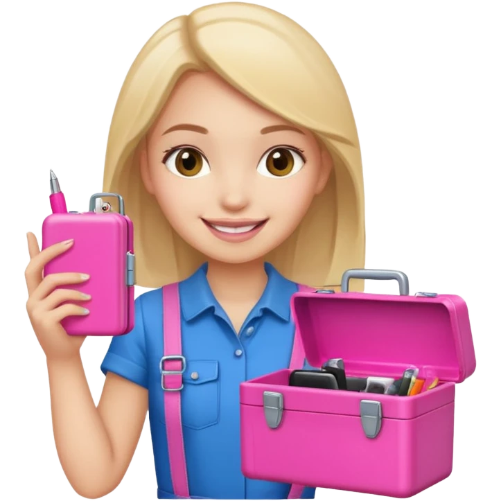 nig girly cellphone with a pink mini toolbox emoji