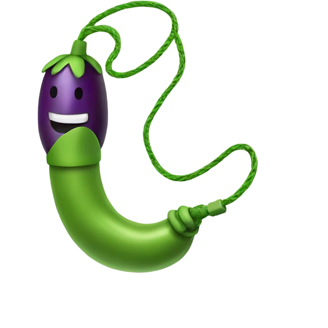 Jumping rope with a long eggplant emoji