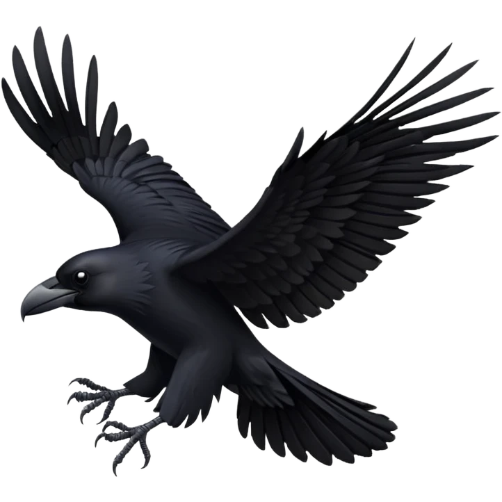 black raven in flight, representing bird shows at Puy du Fou theme park, emoji style emoji