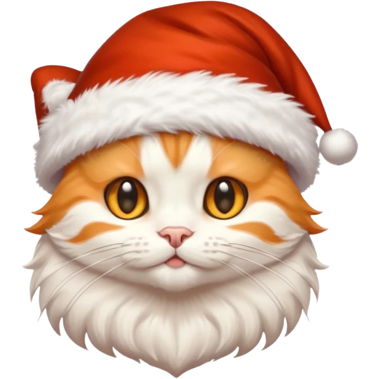 Light orange tabby kitty inside a Santa hat emoji