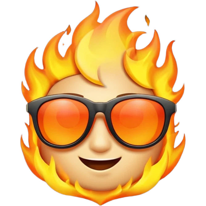 Make a fire emoji with sunglasses but without a face, just fire with glasses emoji