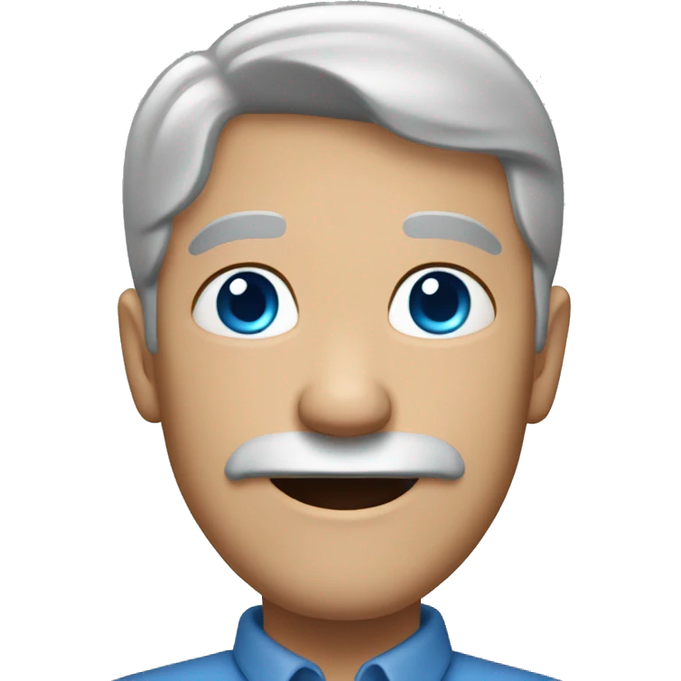 50 years with blue eyes and  gray hair man emoji