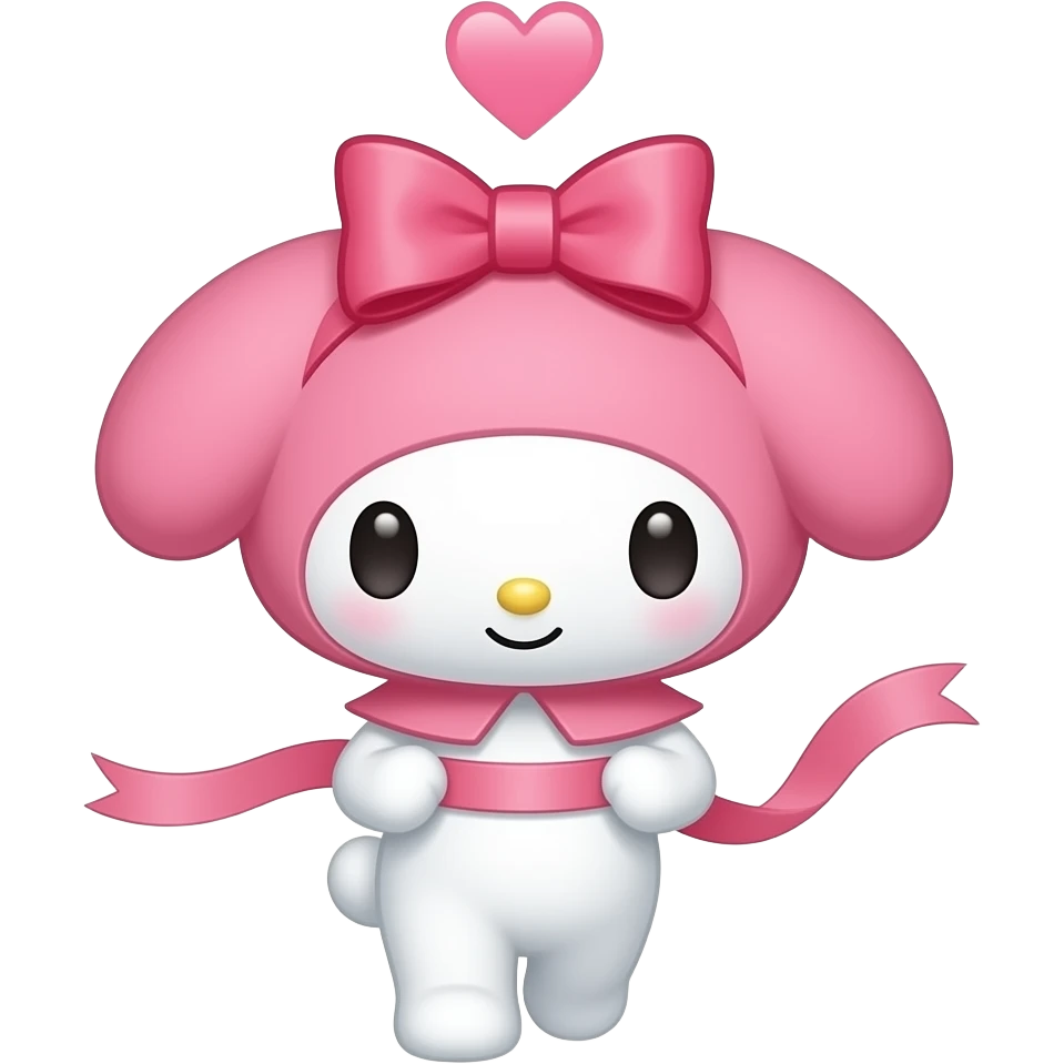 마이멜로디 리본 레이스 달린 핑크색 귀 바로 시작 부분에 있는 거. 머리 위에 분홍색 하트 하나 그려진 거. 표정은 그냥 웃고 있는 거 emoji