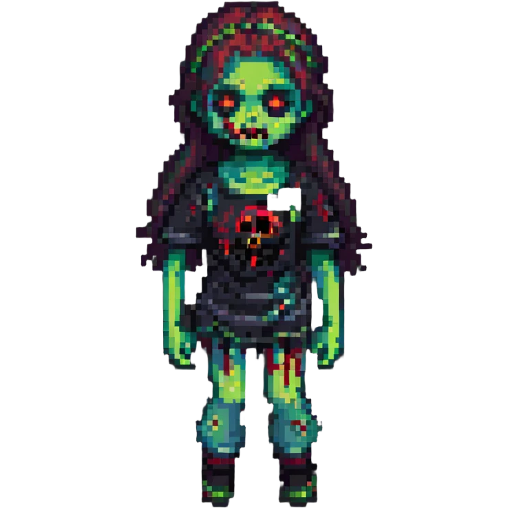 Zombie girl, pixel art style emoji