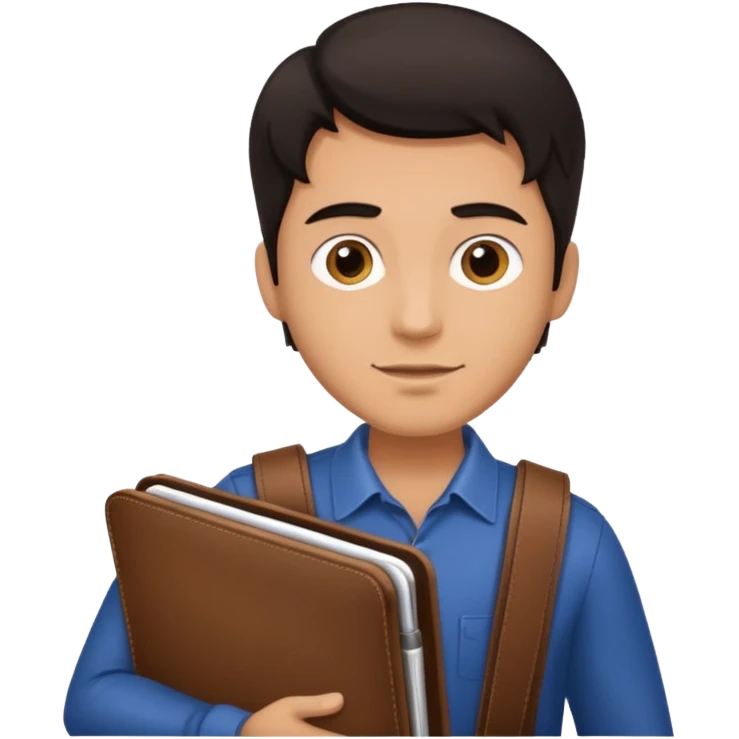 Man with dark hair carrying a portfolio heading to work. emoji