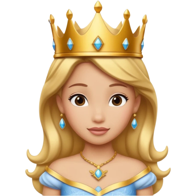 Isolated, detailed illustration of the most incredibly adorable modern Disney princess wearing a gold crown
figurine imaginable, toy style. emoji