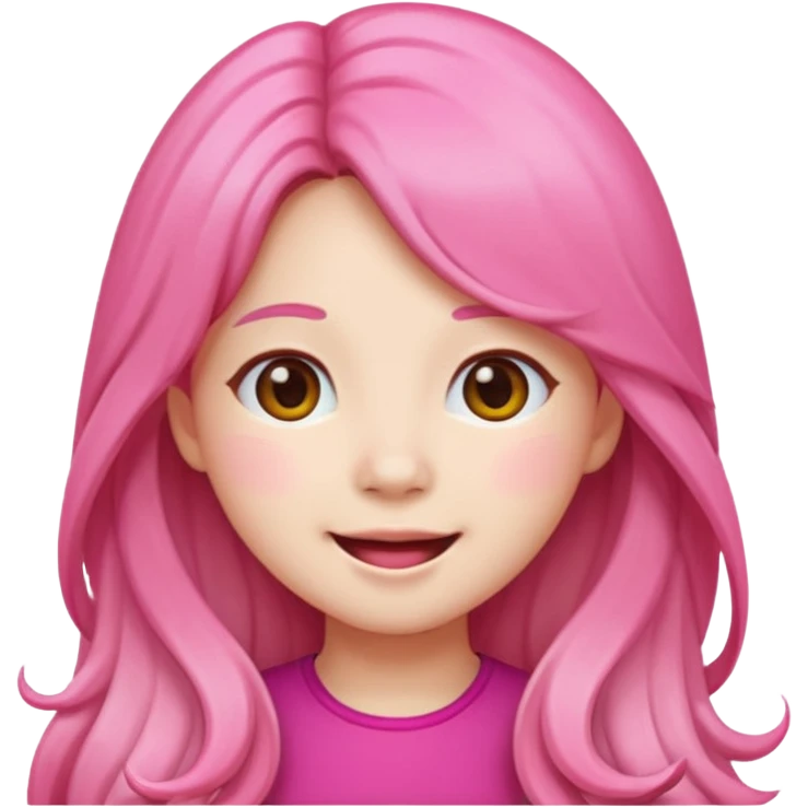 wonyoung as an apple-style emoji, cheerful expression, long hair, pink accents emoji