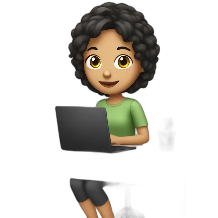 girl with dark hair and olive skin working on computer emoji