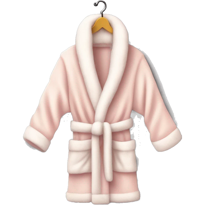 A pastel-colored fluffy bathrobe hanging on a simple hook or neatly folded.  emoji