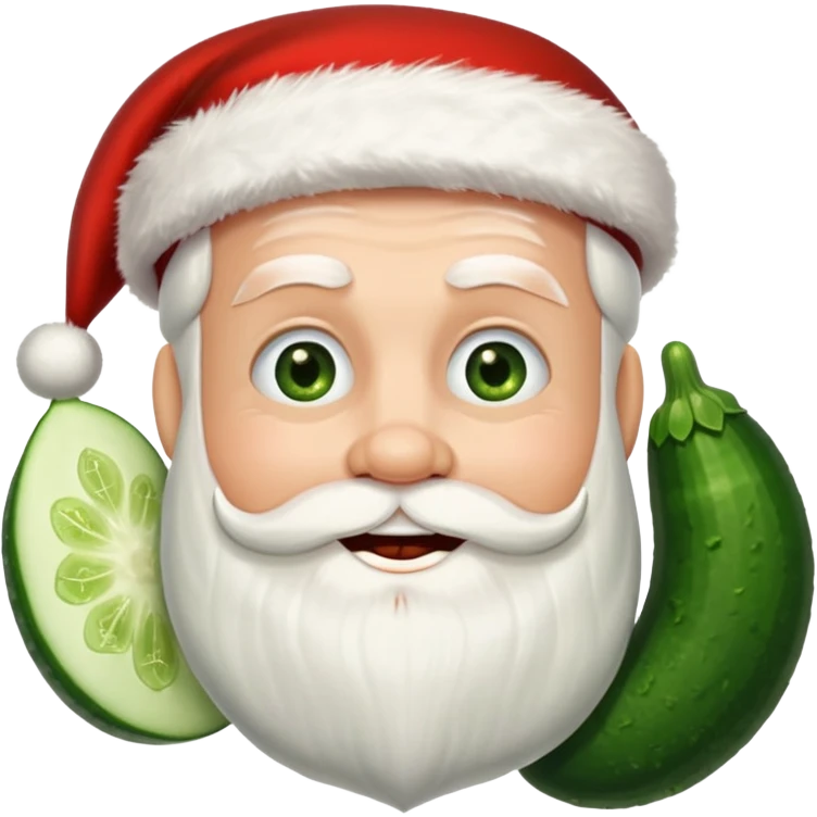 Santa with cucumber slices instead of eyes emoji