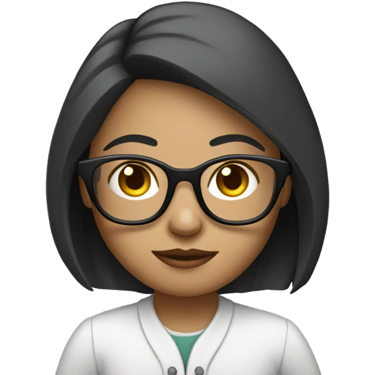a girl in front of laptop, focused. White Skin, Glasses emoji