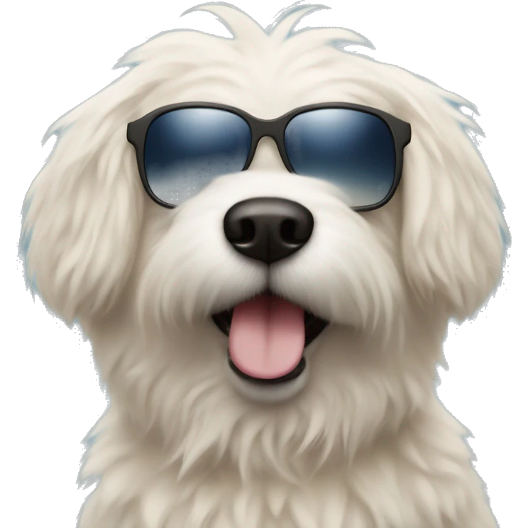 Fluffy dog with sunglasses emoji