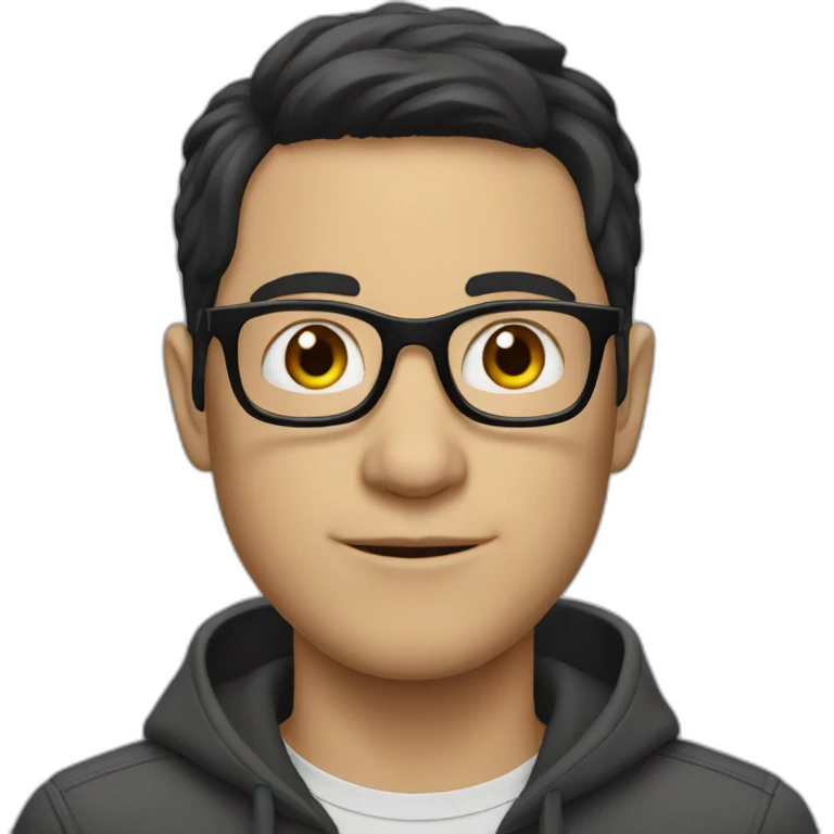 White man black hair wearing glasses emoji