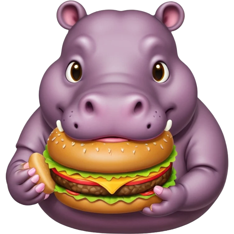 Hippo eating hamburger emoji