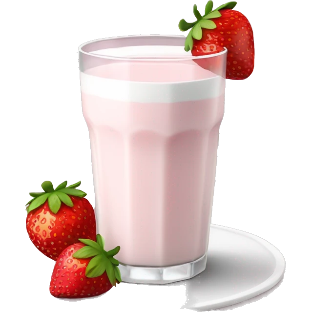 hot strawberry milk in a white glass with a small plate underneath emoji