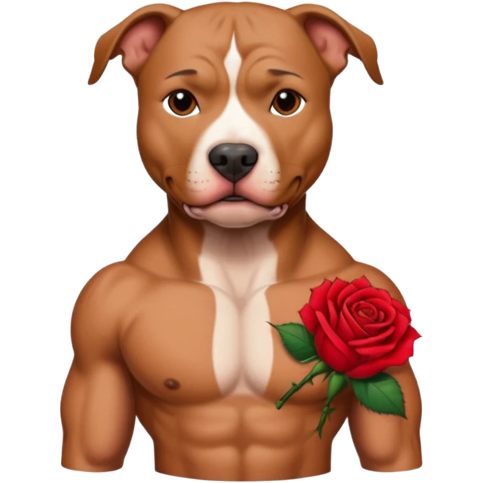 pitbull with red rose tattoo emoji