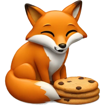A fox sits and eats a cookie emoji