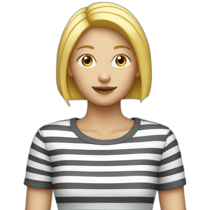 blond woman stripy t-shirt emoji