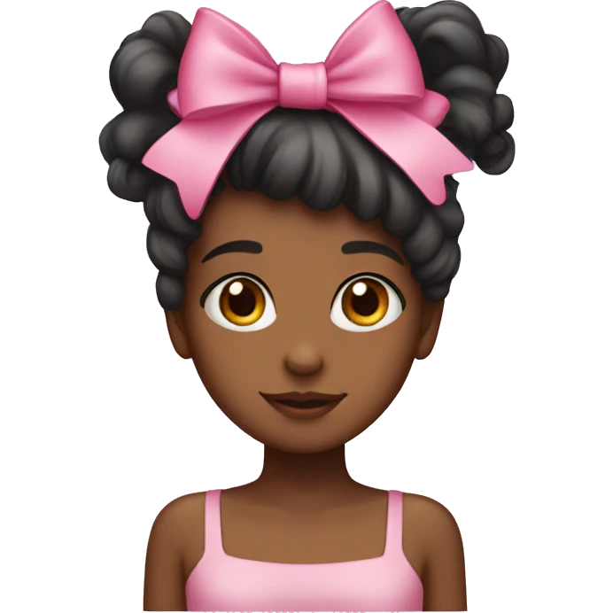 A girl witha pink bow on her hair and her hair black emoji