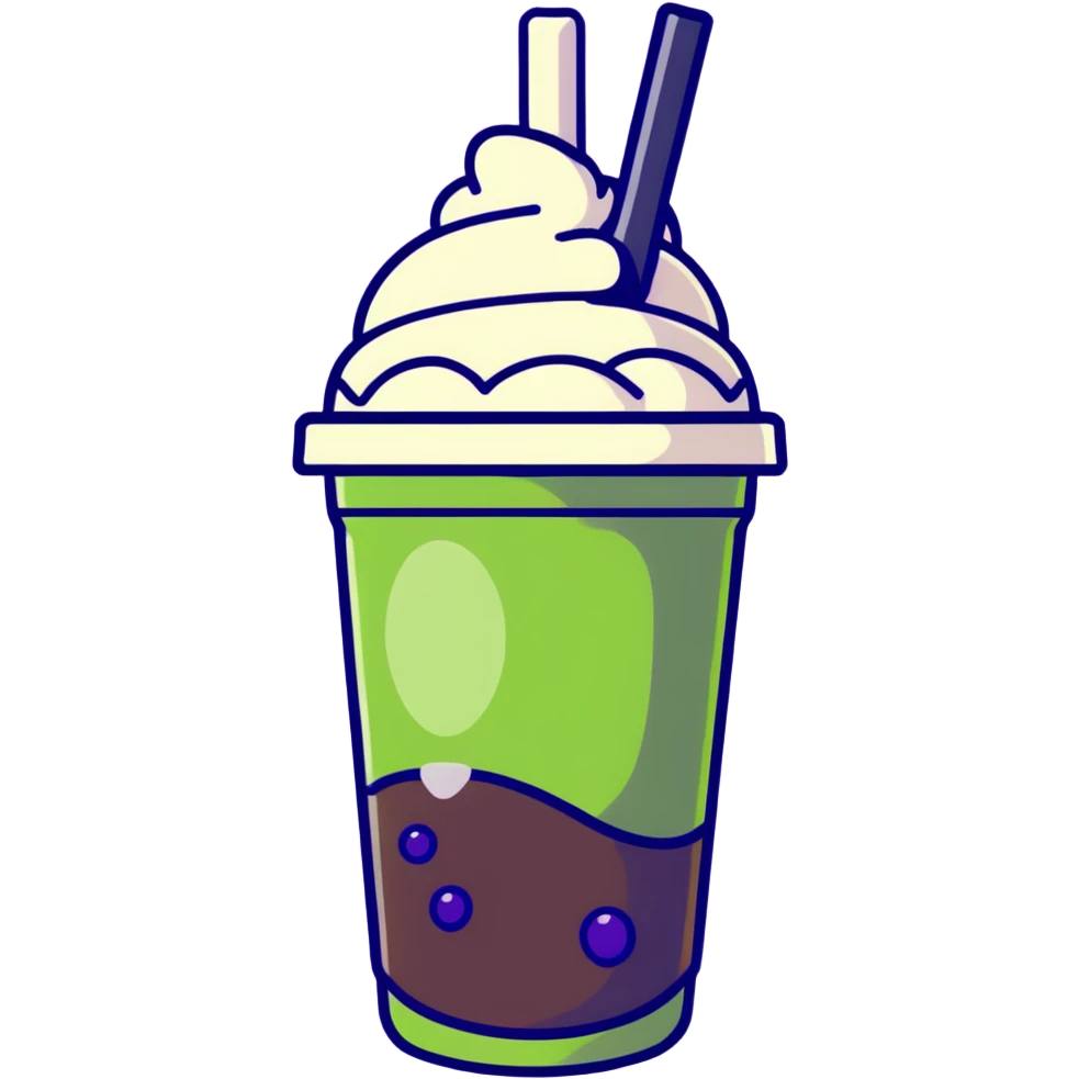 green bubble tea with whipped cream on top emoji