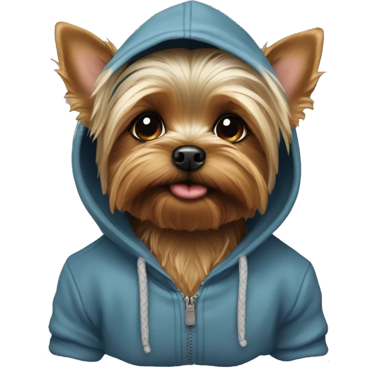 A Yorkie wearing a hoodie emoji