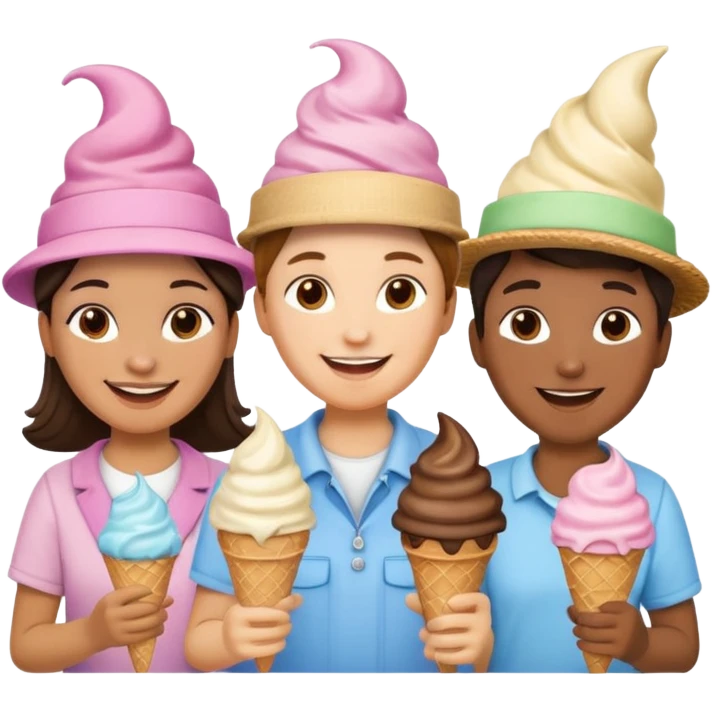 Hat-wearing ice cream vendors emoji