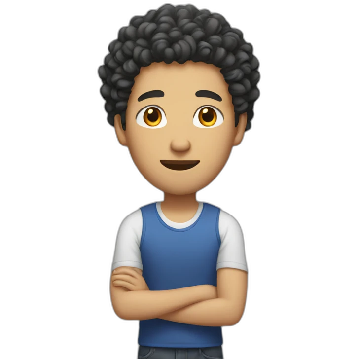 asian man with curly hair emoji