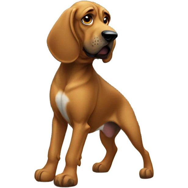 A  bloodhound dog standing erect on its hind legs in a boxing match. emoji