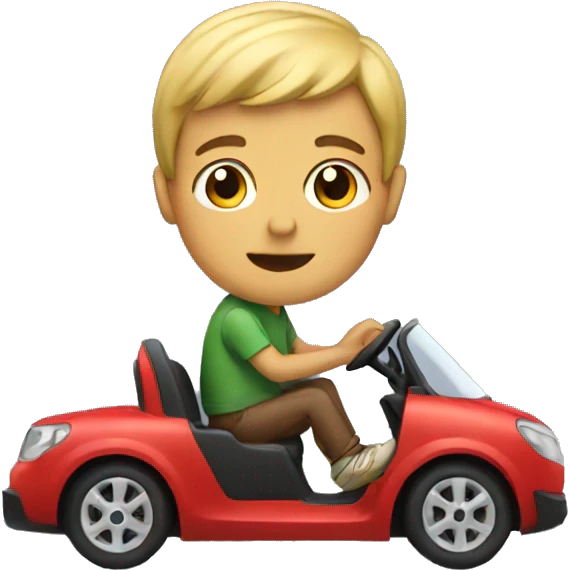 A boy riding a car emoji