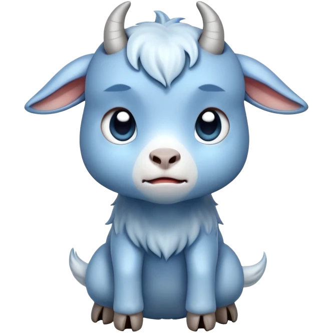 Disapppinted-crying with tears-cute-small-full body-blue goat-head tilted back emoji