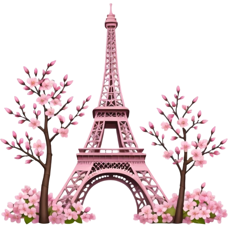 Eiffel Tower with detailed realistic cherry blossoms  emoji