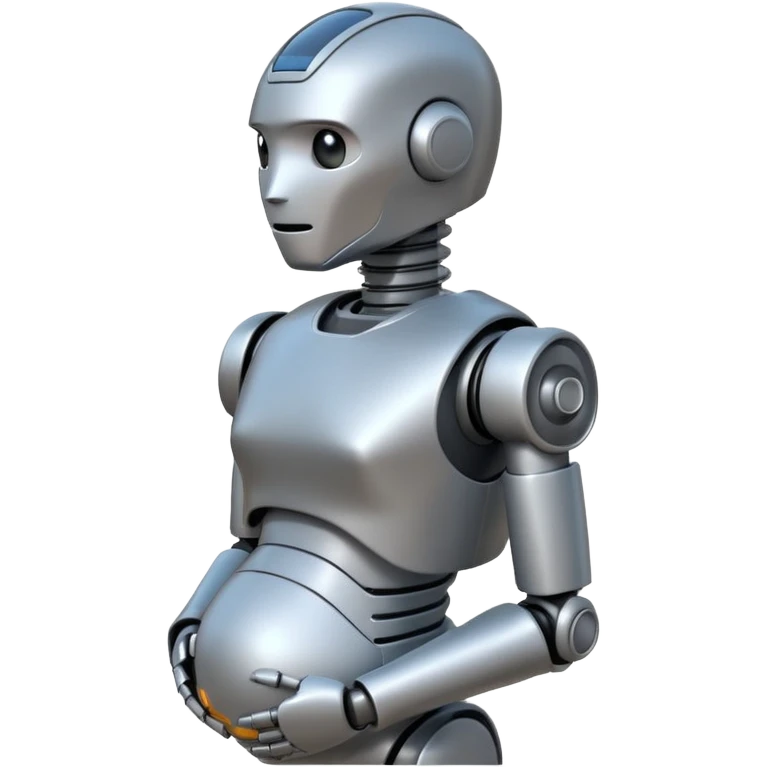 Pregnant male robot. Profile view. Facing left. 2 dimensional emoji style. emoji