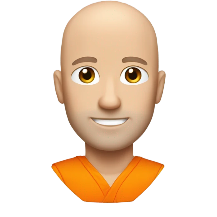 Short, bald, white guy with orange gi on emoji