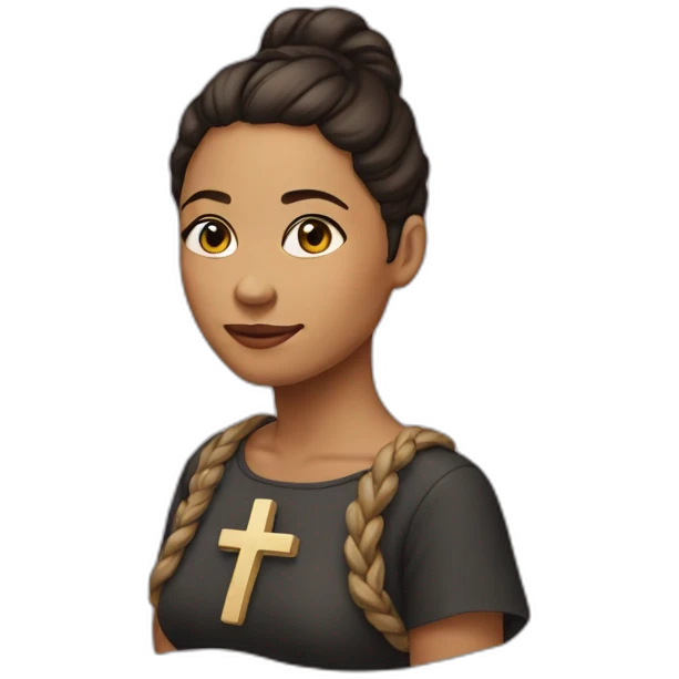Woman with a cross t-shirt emoji