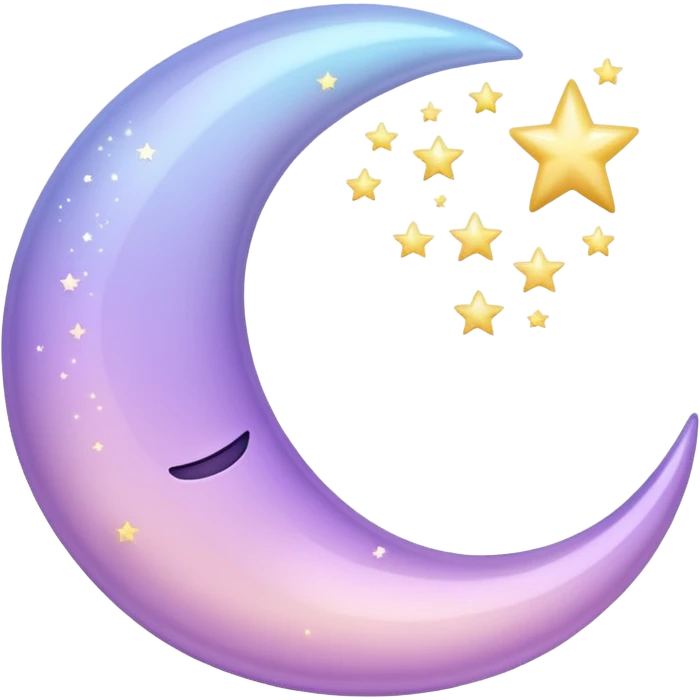 sparkly glossy pastel lilac-gradient crescent moon emoji