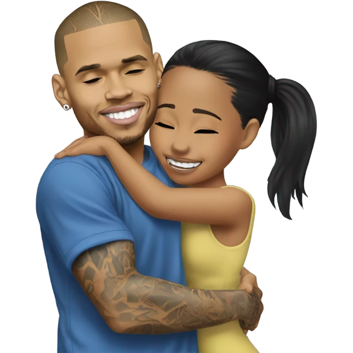 Hyper Realistic Chris Brown hugging Karruche Tran emoji