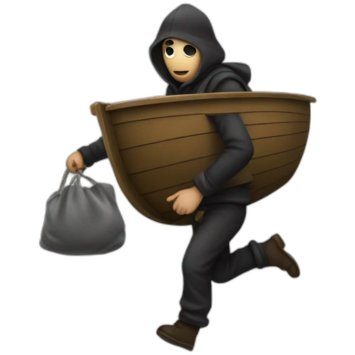 Thief stealing ship emoji