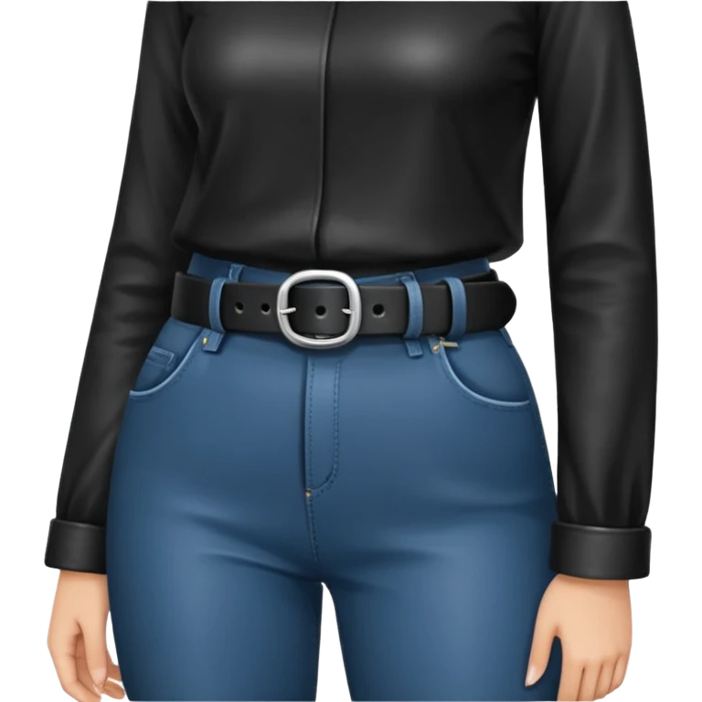 black leather belt in girls hand do not show face emoji