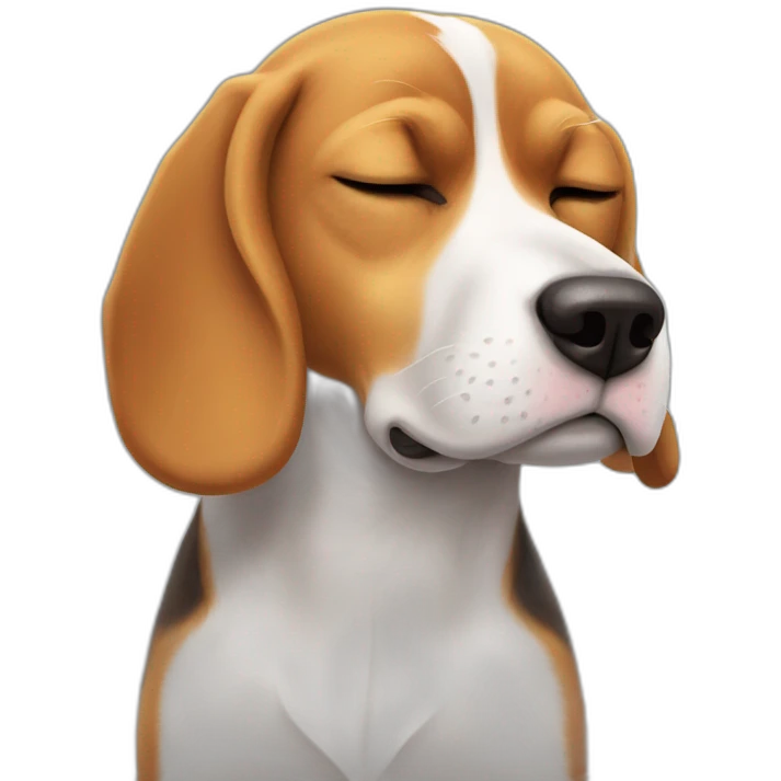beagle sticking tongue half out while sleeping emoji
