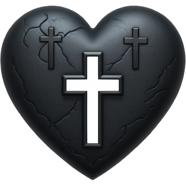 goth themed heart with cross emoji