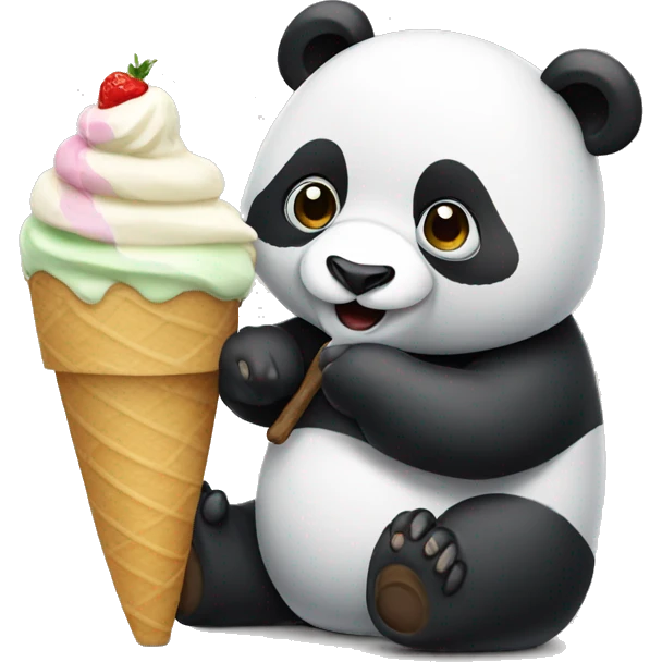 Panda eating ice cream emoji