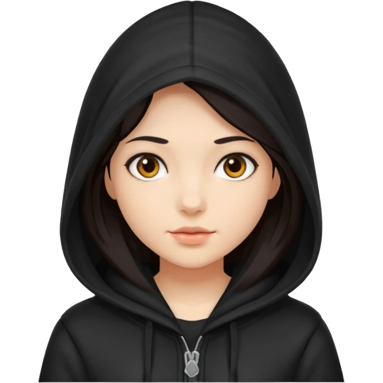 girl with a hood on with dark hair emoji