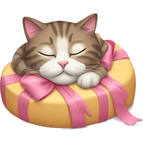 Cat with bow sleeping emoji