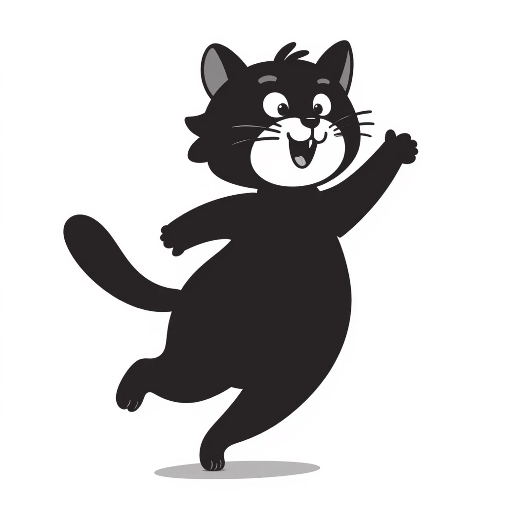cute dancing cat dancing happily, hand drawn doodle style emoji